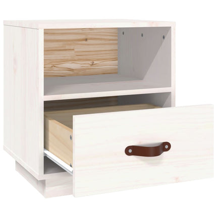 Sängbord vit 40x34x45 cm massivt furuträ