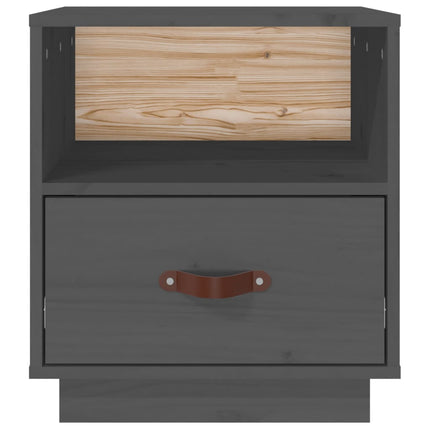 Sängbord 2 st grå 40x34x45 cm massivt furuträ