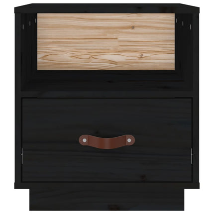 Sängbord svart 40x34x45 cm massiv furu