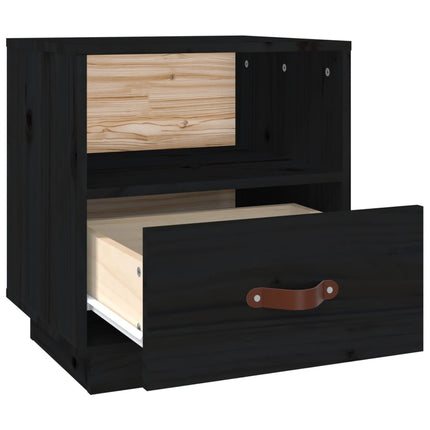 Sängbord svart 40x34x45 cm massiv furu