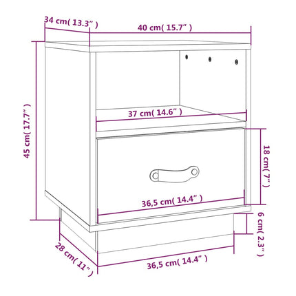 Sängbord svart 40x34x45 cm massiv furu
