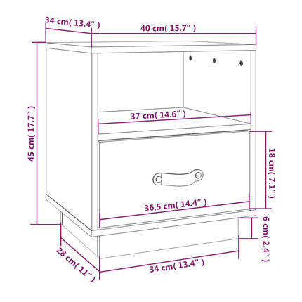 Sängbord 2 st svart 40x34x45 cm massivt furuträ