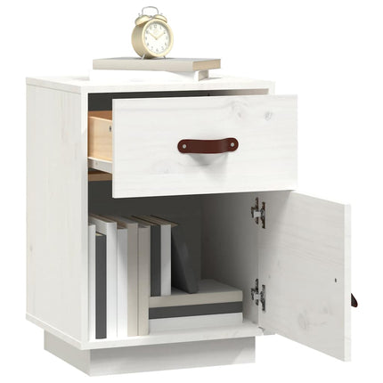 Sängbord vit 40x34x55 cm massiv furu