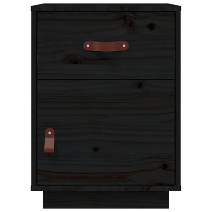 Sängbord svart 40x34x55 cm massiv furu