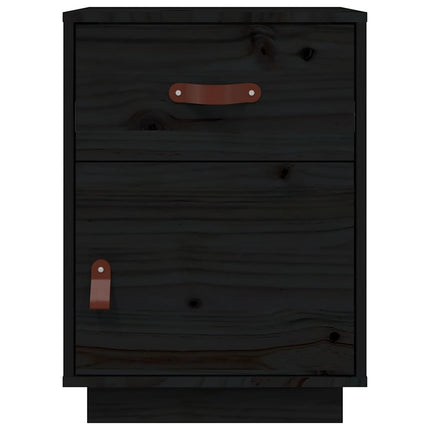 Sängbord 2 st svart 40x34x55 cm massiv furu