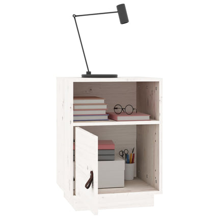 Sängbord vit 40x34x55 cm massiv furu