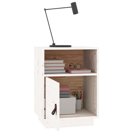 Sängbord 2 st vit 40x34x55 cm massiv furu