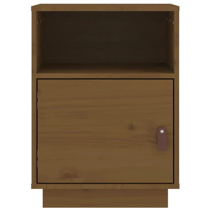 Sängbord honungsbrun 40x34x55 cm massiv furu