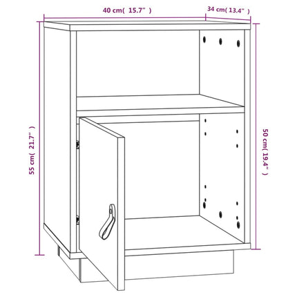 Sängbord honungsbrun 40x34x55 cm massiv furu