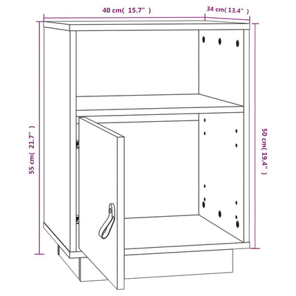Sängbord svart 40x34x55 cm massiv furu
