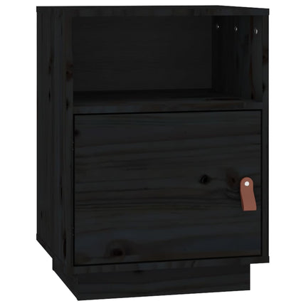 Sängbord 2 st svart 40x34x55 cm massiv furu