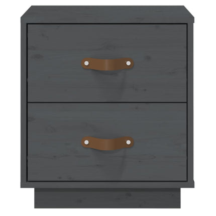 Sängbord grå 40x34x45 cm massiv furu