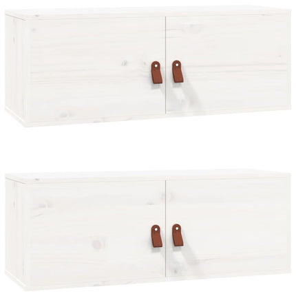 Väggskåp 2 st vit 80x30x30 cm massiv furu