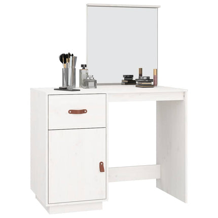 Sminkbord Vit 95x50x134 cm massiv furu