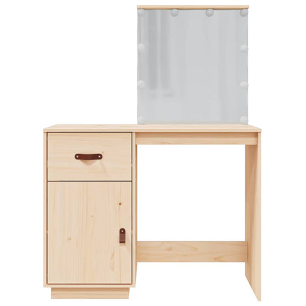 Sminkbord med LED 95x50x133,5 cm massiv furu