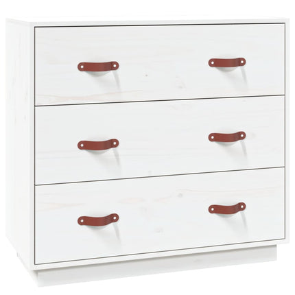 Byrå vit 80x40x75 cm massiv furu
