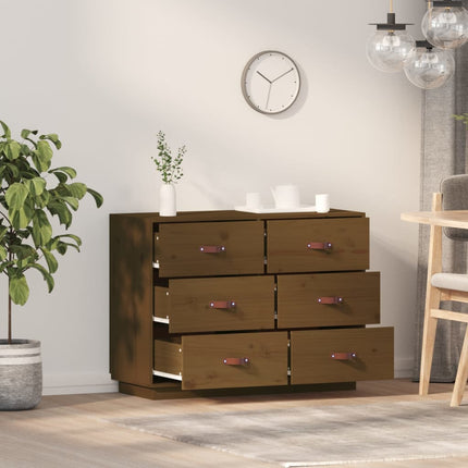 Skänk honungsbrun 100x40x75 cm massiv furu
