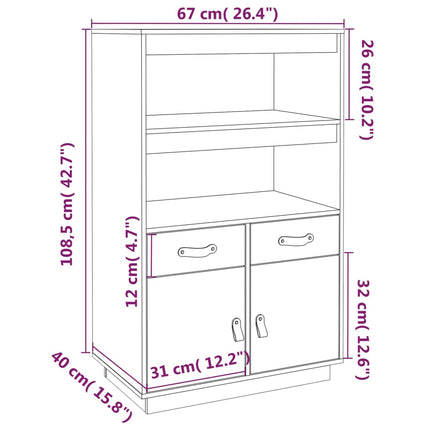 Skåp 67x40x108,5 cm massiv furu