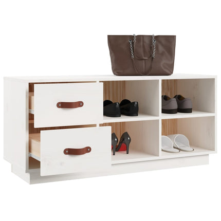 Skobänk vit 100x34x45 cm massiv furu