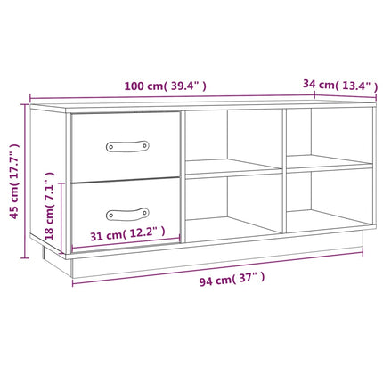 Skobänk vit 100x34x45 cm massiv furu