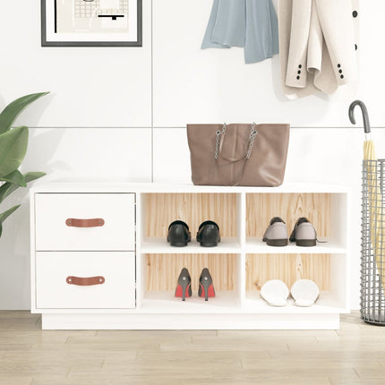 Skobänk vit 100x34x45 cm massiv furu