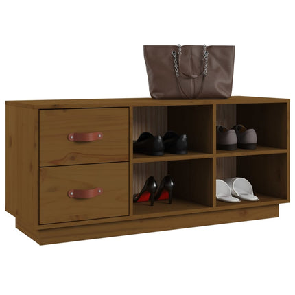 Skobänk honungsbrun 100x34x45 cm massiv furu