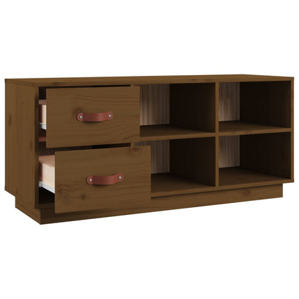 Skobänk honungsbrun 100x34x45 cm massiv furu
