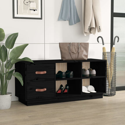 Skobänk svart 100x34x45 cm massiv furu