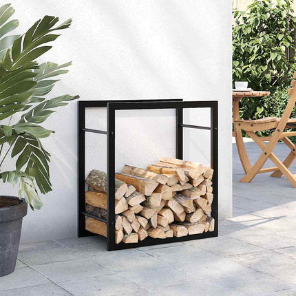 Vedställ matt svart 50x28x56 cm stål