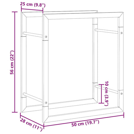 Vedställ matt svart 50x28x56 cm stål