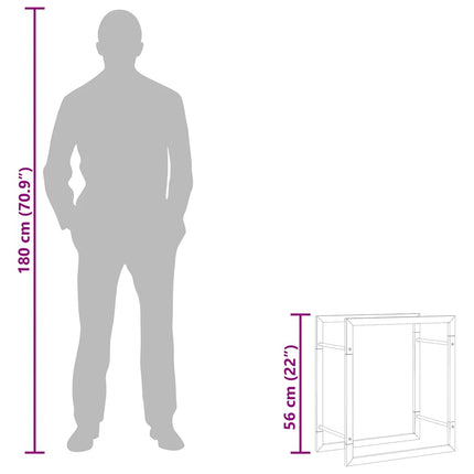Vedställ matt svart 50x28x56 cm stål