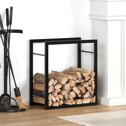 Vedställ matt svart 50x28x56 cm stål