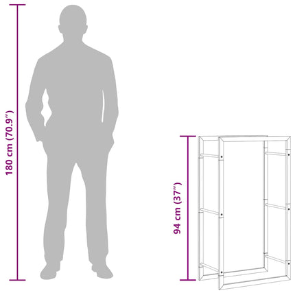 Vedställ matt svart 50x28x94 cm stål