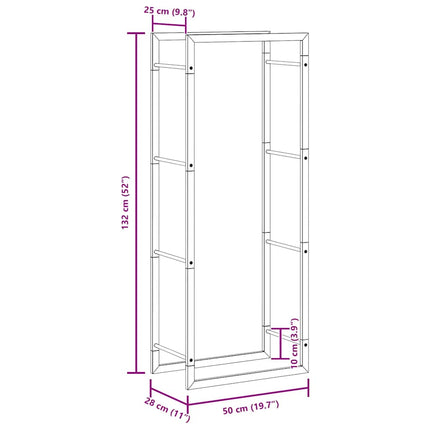Vedställ matt svart 50x28x132 cm stål