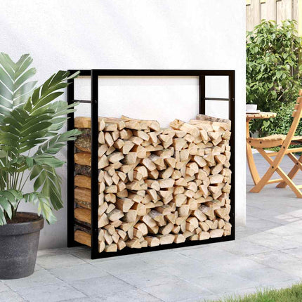 Vedställ matt svart 80x28x86 cm stål