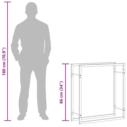 Vedställ matt svart 80x28x86 cm stål