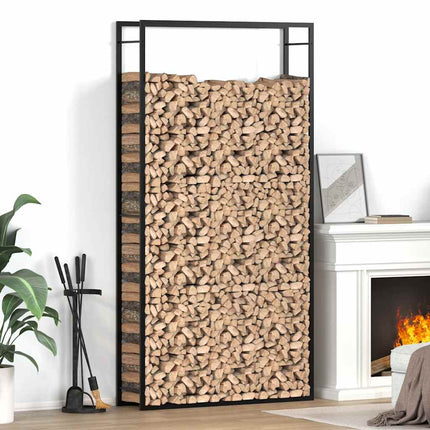 Vedställ matt svart 110x28x214 cm stål