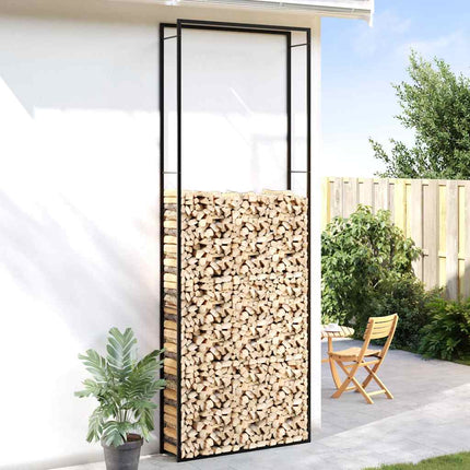 Vedställ matt svart 110x28x312 cm stål