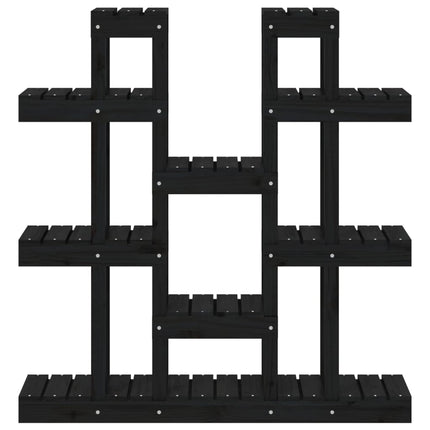 Växtställ Svart 104,5x25x109,5 cm massiv furu