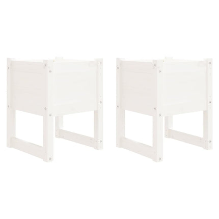 Odlingslådor 2 st vit 40x40x52,5 cm massiv furu