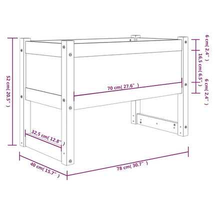 Odlingslåda 78x40x52 cm massiv furu