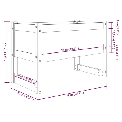 Odlingslåda vit 78x40x52 cm massiv furu