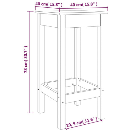 Barstolar 2 st 40x40x78 cm massivt trä furu