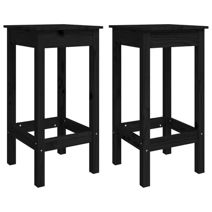 Barstolar 2 st svarta 40x40x78 cm massivt trä furu