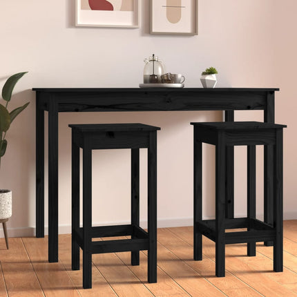 Barstolar 2 st svarta 40x40x78 cm massivt trä furu