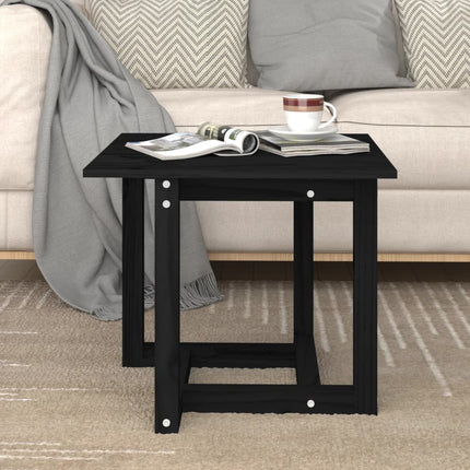 Soffbord svart 50x50x45 cm massivt furu