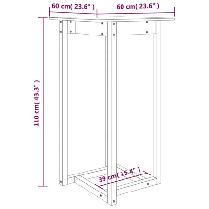 Barbord vit 60x60x110 cm massiv furu