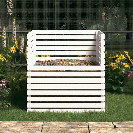 Kompostlåda vit 100x100x102 cm massiv furu