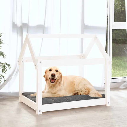 Hundbädd vit 81x60x70 cm massiv furu