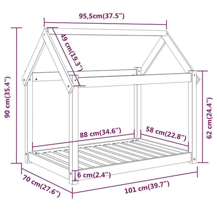 Hundbädd honungsbrun 101x70x90 massiv furu